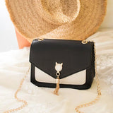 Cat Crossbody Bag with Tassel, Ladies Shoulder Small Square Bag