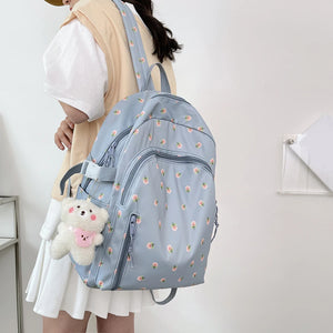 Floral Women Backpack Large Capacity Nylon Schoolbag College Teenage Girl Travel