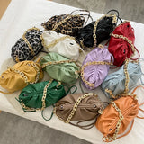 Leopard Chain Crossbody Bag Solid PU Shoulder Bag