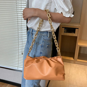 Leopard Chain Crossbody Bag Solid PU Shoulder Bag