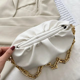 Leopard Chain Crossbody Bag Solid PU Shoulder Bag