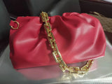 Leopard Chain Crossbody Bag Solid PU Shoulder Bag