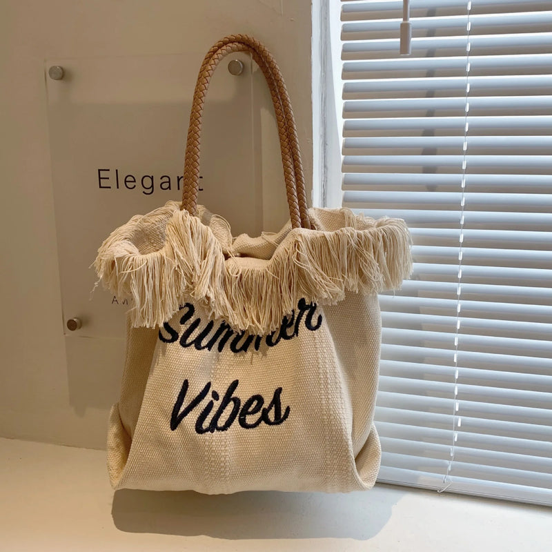 Fringe Canvas Handbags Shopping Bags Crossbody Ladies Shoulder Bags