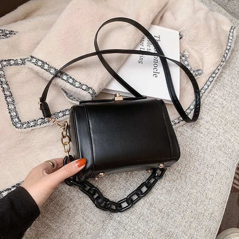 Women's Pu Leather Bag Chain Strap Crossbody Small Square Bags