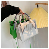 Lady's Small Square Handbag Summer Texture One Shoulder Cross Body Bag