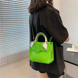 Lady's Small Square Handbag Summer Texture One Shoulder Cross Body Bag