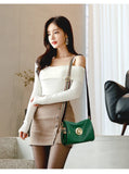 Women Leather Handbags Rotating Metal Lock Ladies Shoulder Bag