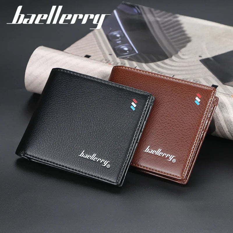 Men Wallets Short PU Leather Vintage Purse Small Money Clip Business Clutch Bags