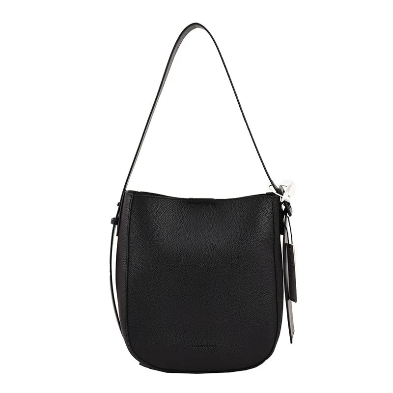 PU Leather Women Shoulder Bags Daily Tote Soft Bucket High Capacity Crossbody La