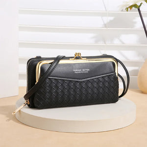 Embossed Woven Pattern Mobile Phone Bag Wallet