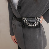 Square Women Crocodile Fanny Pack Stylish PU Leather Waist Shoulder Bag