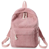 Preppy Style Corduroy Backpack for Teenage Girls