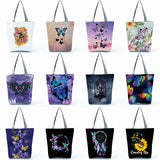 Butterfly Print Handbag for Women Comics Retro Beach Shoulder Bag
