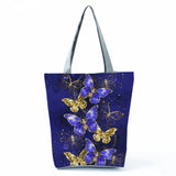 Butterfly Print Handbag for Women Comics Retro Beach Shoulder Bag