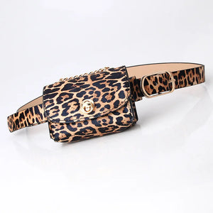 Leopard Pattern Waist Fanny Pack Mini Handbag PU Leather Bag