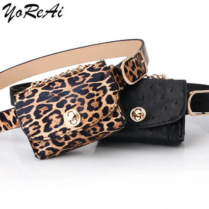 Leopard Pattern Waist Fanny Pack Mini Handbag PU Leather Bag