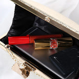 Women Leaf Lock Metal Evening Purse Messenger Crossbody Clutch Bags