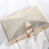 Women Leaf Lock Metal Evening Purse Messenger Crossbody Clutch Bags