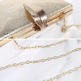 Women Leaf Lock Metal Evening Purse Messenger Crossbody Clutch Bags