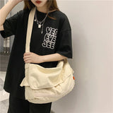 Youth Student Schoolbag Canvas Shoulder Bag Solid Casual
