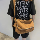 Youth Student Schoolbag Canvas Shoulder Bag Solid Casual