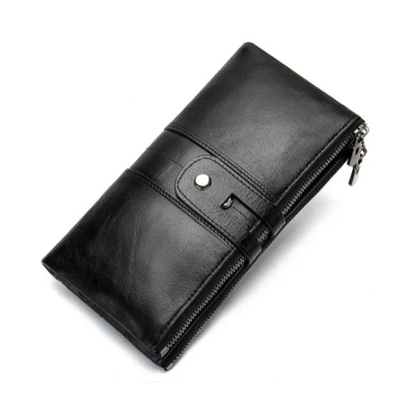 Newsbirds Leather Lady Bifold Zipper Long Purse Green Red Travel Wallet