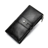 Newsbirds Leather Lady Bifold Zipper Long Purse Green Red Travel Wallet