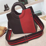 Nubuck Leather Women's Tote Bag Patchwork Shoulder Bag