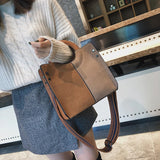 Nubuck Leather Women's Tote Bag Patchwork Shoulder Bag