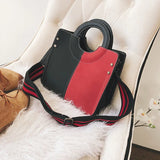 Nubuck Leather Women's Tote Bag Patchwork Shoulder Bag