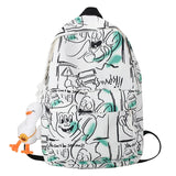 Nylon Backpack High Capacity School Bag Autumn Graffiti Shoulder Bag