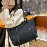 Large Capacity Women's Nylon Shoulder Bag with Braided Strap
