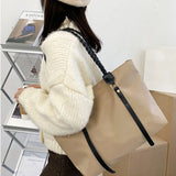 Large Capacity Women's Nylon Shoulder Bag with Braided Strap