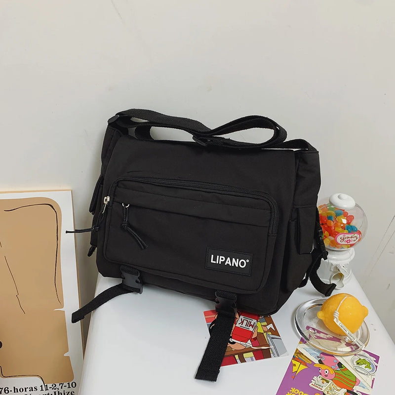 Nylon Messenger Bags Solid Crossbody Messenger Handbags Pockets