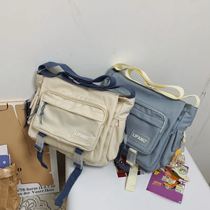 Nylon Messenger Bags Solid Crossbody Messenger Handbags Pockets