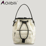 Quilted Nylon Winter Tote Bag Women Handbag