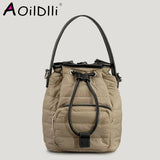 Quilted Nylon Winter Tote Bag Women Handbag