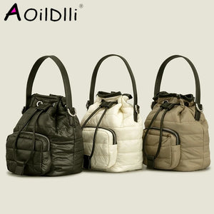 Quilted Nylon Winter Tote Bag Women Handbag
