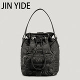 Nylon Padded Bucket Bag Quilted Shoulder Bags Lady Handbags Winter Tote Bag