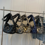 Nylon Padded Crossbody Bag for Women - Camo Quilted Shoulder Bag