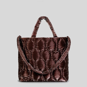 Nylon Quilted Large Tote Bag Padded Women Handbags Winter Shoulder Bags