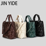 Nylon Quilted Large Tote Bag Padded Women Handbags Winter Shoulder Bags