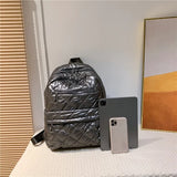 Quilted Nylon Women Backpack for Travel, School, Shoulder Bag