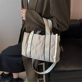 Quilted Nylon Women Handbags Padded Shoulder Bag Wide Strap Crossbody Tote