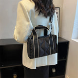 Quilted Nylon Women Handbags Padded Shoulder Bag Wide Strap Crossbody Tote