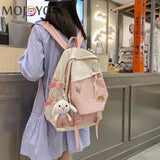 Nylon Shoulder Backpack Casual Daypack Large Capacity College Rucksack