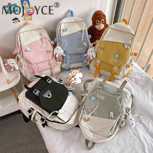 Nylon Shoulder Backpack Casual Daypack Large Capacity College Rucksack