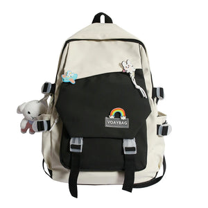 Nylon Shoulder Backpack for School Book Pack Large Capacity