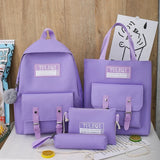 4-Piece Nylon Teen Shoulder Bags Set Casual School Backpacks