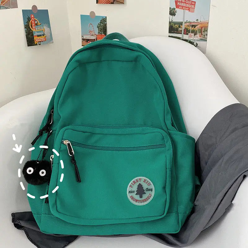 Nylon Women Backpack Solid Student Schoolbag Harajuku Large Capacity